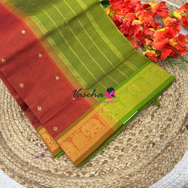 Semi Silk Cotton Saree | Small Leaf Butta Design |VVSSC010