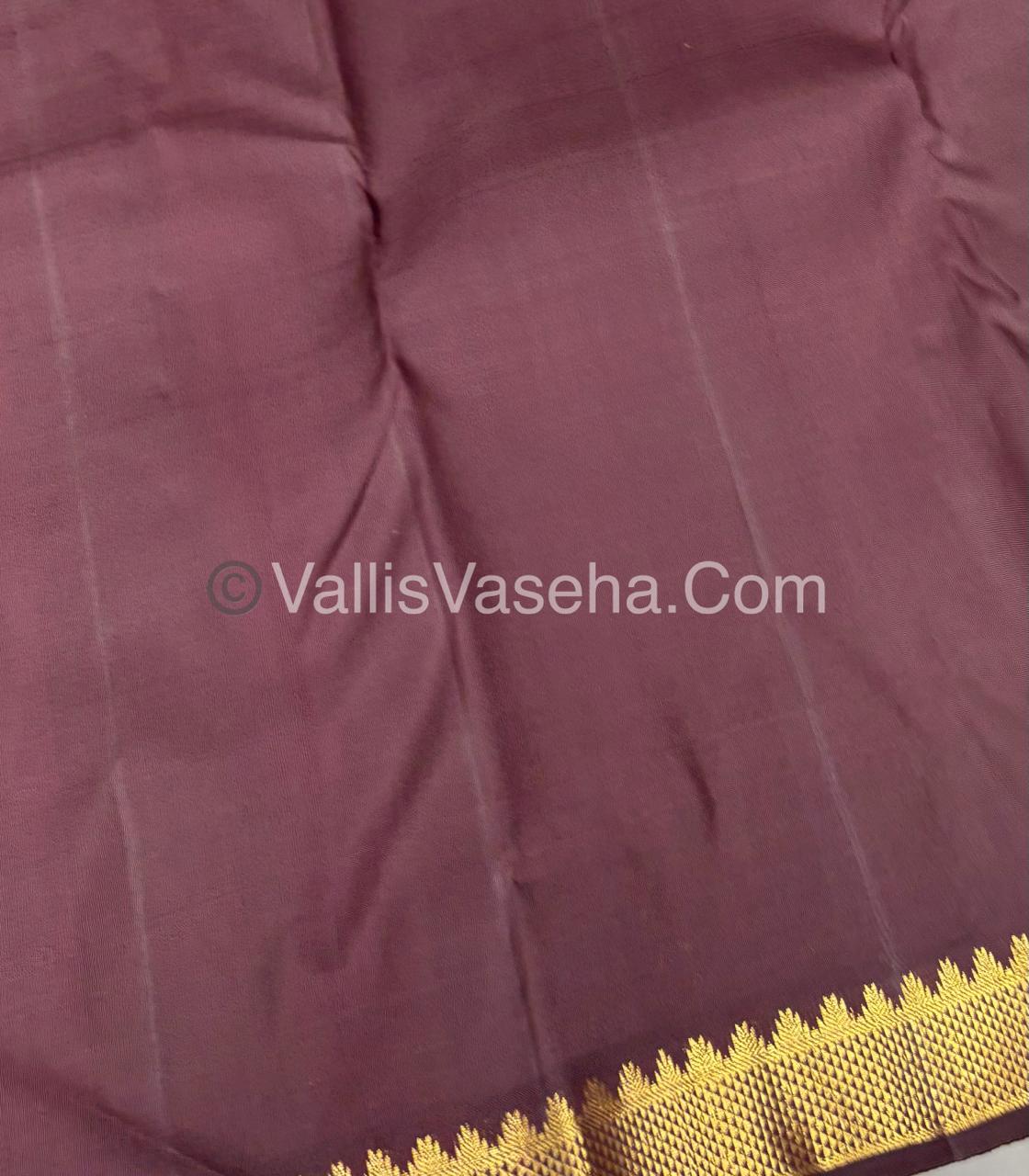 Pure Kanchipuram Silk Saree - Mustard Yellow & Brown Shade  - VVPS031