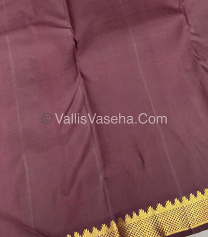 Pure Kanchipuram Silk Saree - Mustard Yellow & Brown Shade  - VVPS031