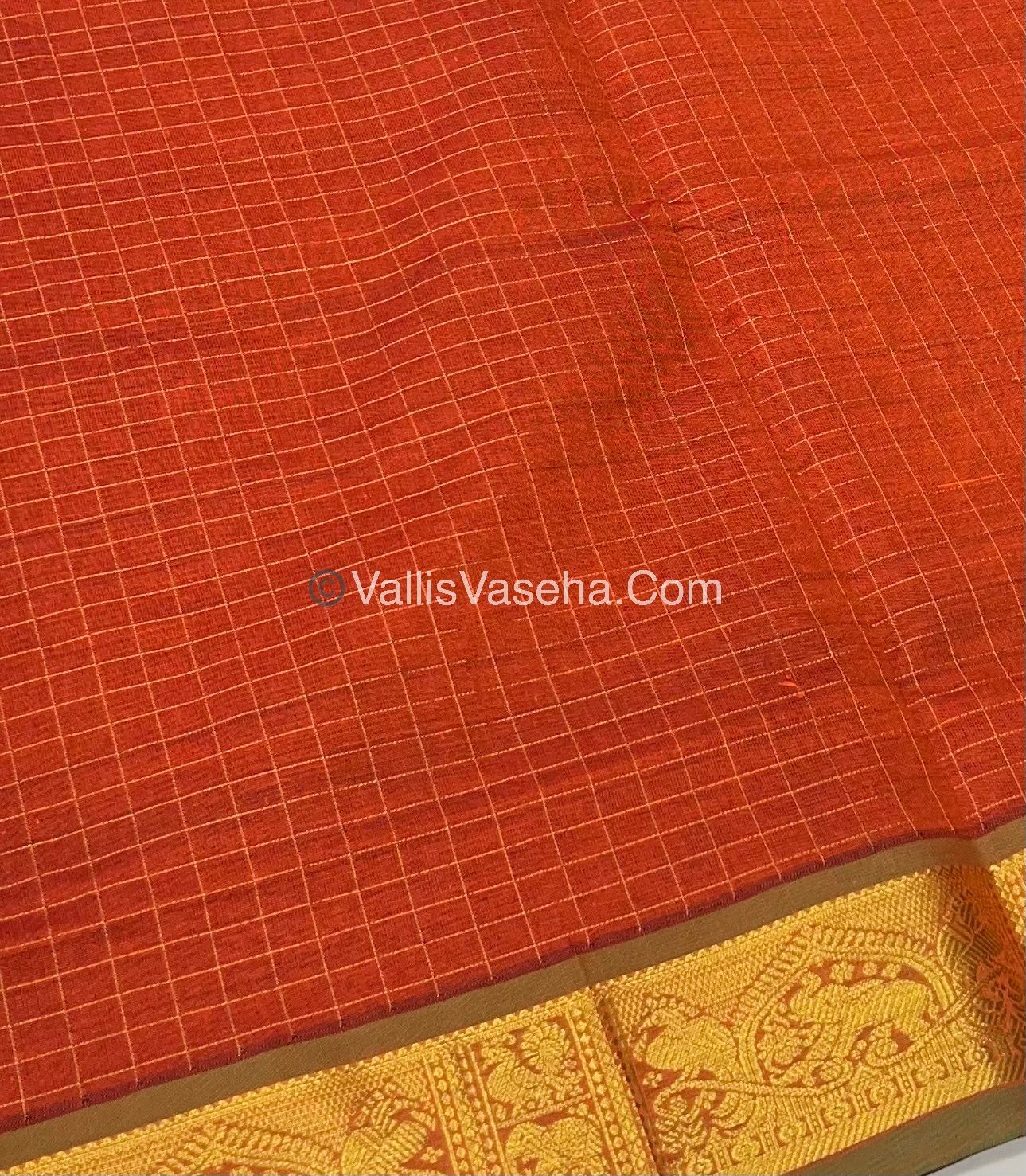 Semi Silk Cotton Saree - Blue With Green shade - VVSSC003