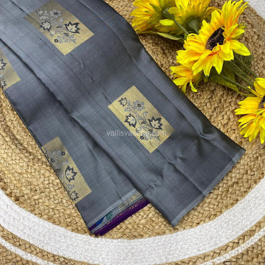 Pure Soft Silk Saree - Light weight - Grey With Purple shade - VVPSS025