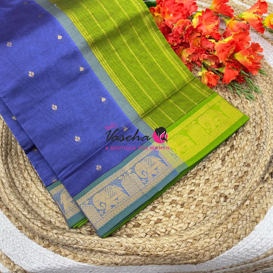 Semi Silk Cotton Saree | Small Leaf Butta Design |VVSSC010