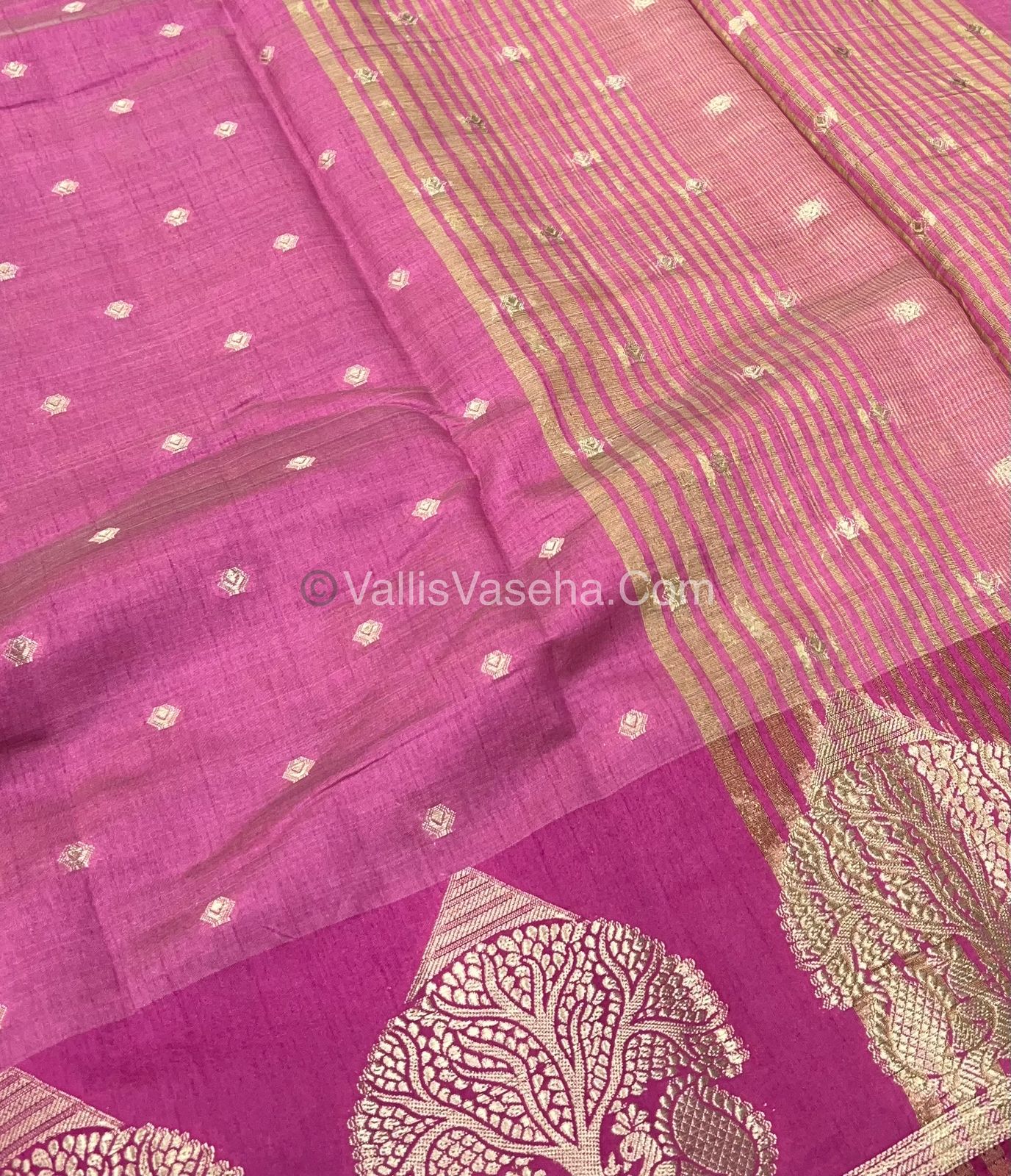 Semi Tussar Silk Saree - Onion Pink shade - VVSTS036