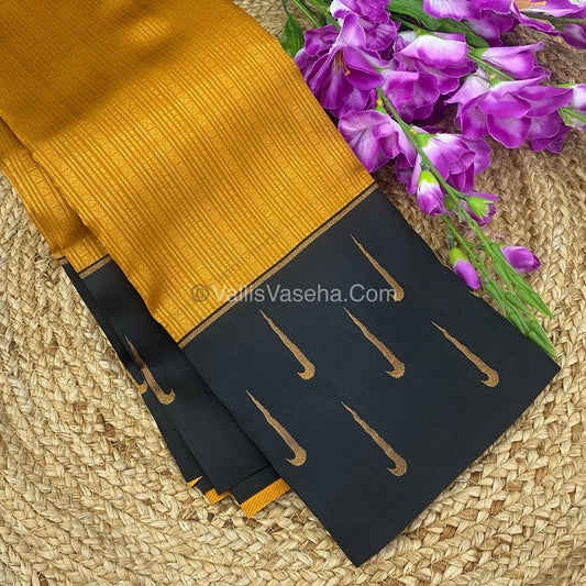 Kanchi Semi Silk - Dark Yellow with Black VVKSS001
