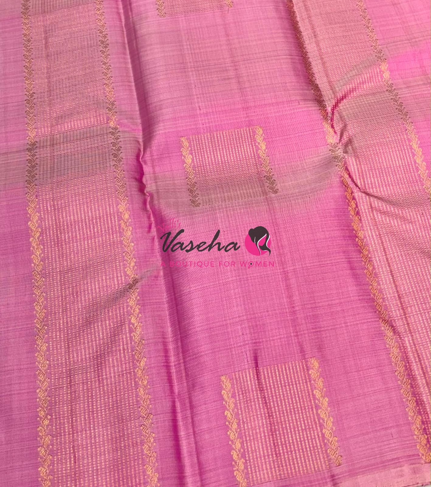 Pure Kanchipuram Silk Saree - Baby Pink & Violetish Blue Shade - VVPS054