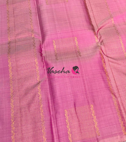 Pure Kanchipuram Silk Saree - Baby Pink & Violetish Blue Shade - VVPS054