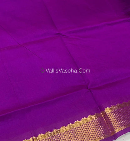 Semi Silk Cotton Saree - Blue With Purple Shade - VVSSC004