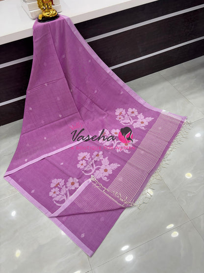 Bengal Kaddhi Cotton Saree | VVBKC002 |Purplish Pink Shade