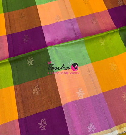 Pure Soft Silk Saree  - Pazhum Pazhamum Checks - VVPSS092