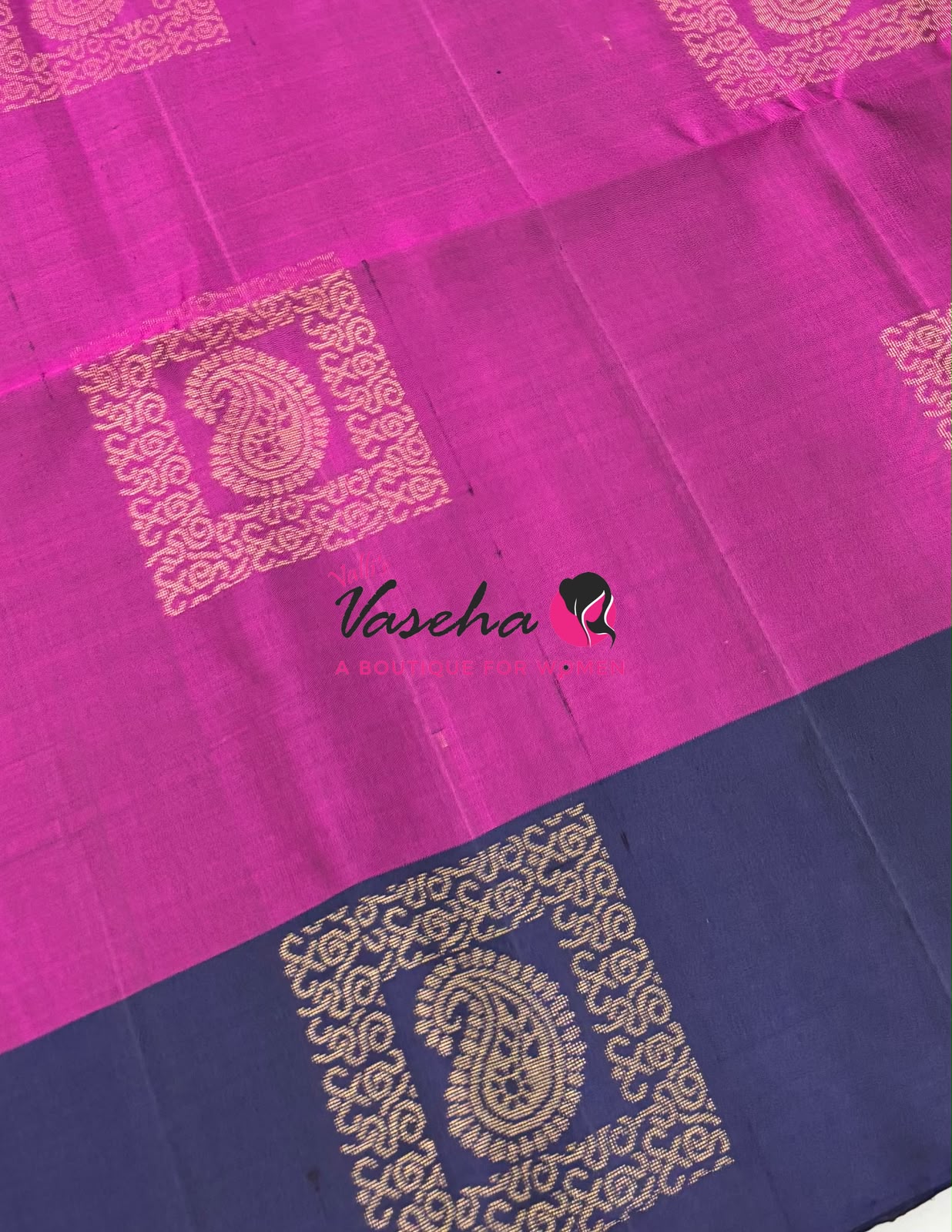 Pure  Soft Silk Saree - Pink & Blue  - VVPSS091