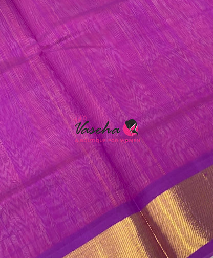 Pure Silk Cotton Sarees - Double Orange With Purple - VVPSC003