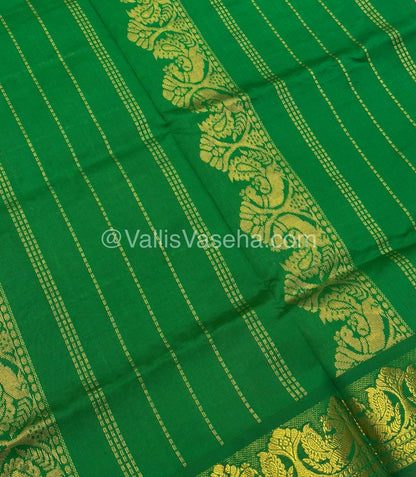 Semi Silk Cotton Saree - Pink with Green shade - VVSSC002