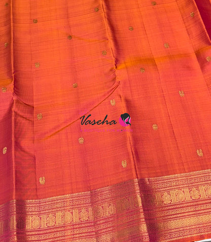 Pure Kanchipuram Silk Saree - Orangish Peach Shade - VVPS025