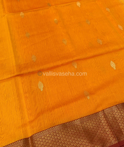 Pure Maheshwari Silk Cotton Saree -  Yellow Color - VVMSC005