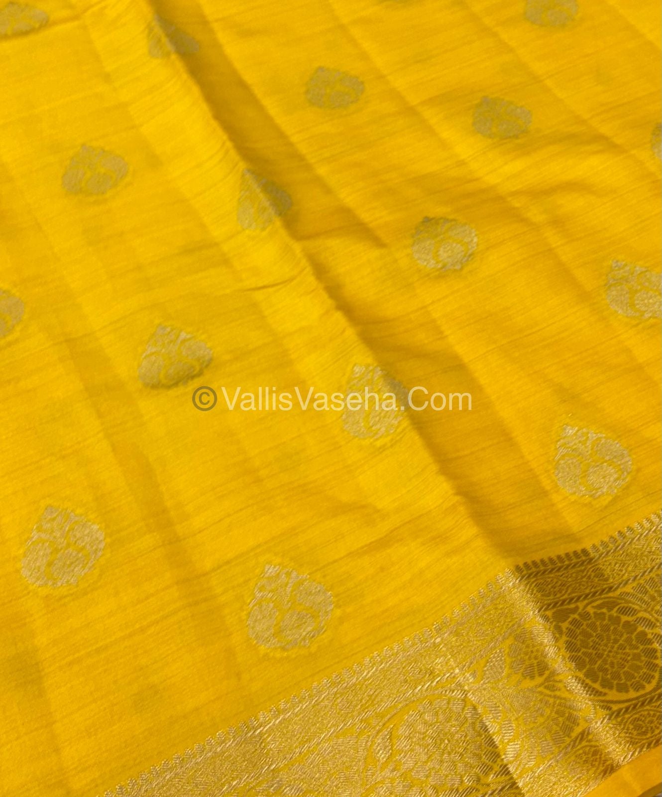 Semi Tussar Silk - Grand Pallu  - Yellow Shade - VVSTS029