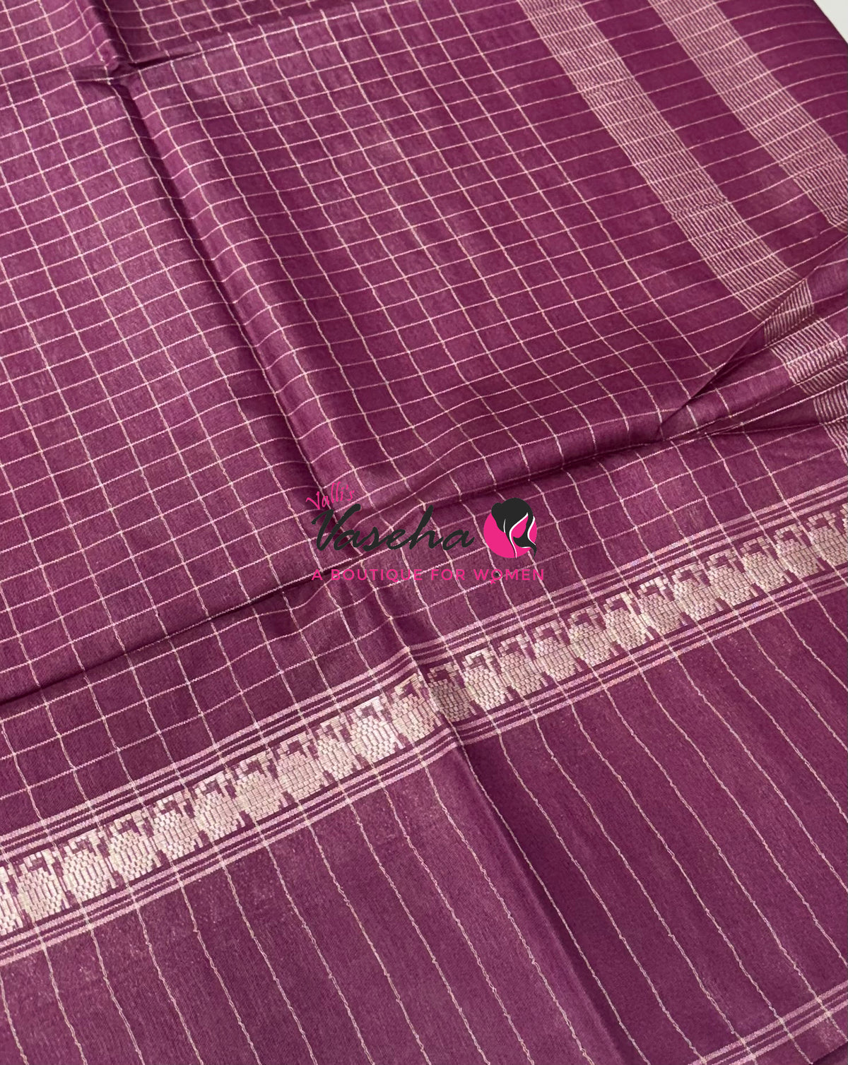 Bhagalpuri Silk | Light Pink With Purple Combo | VVBS011