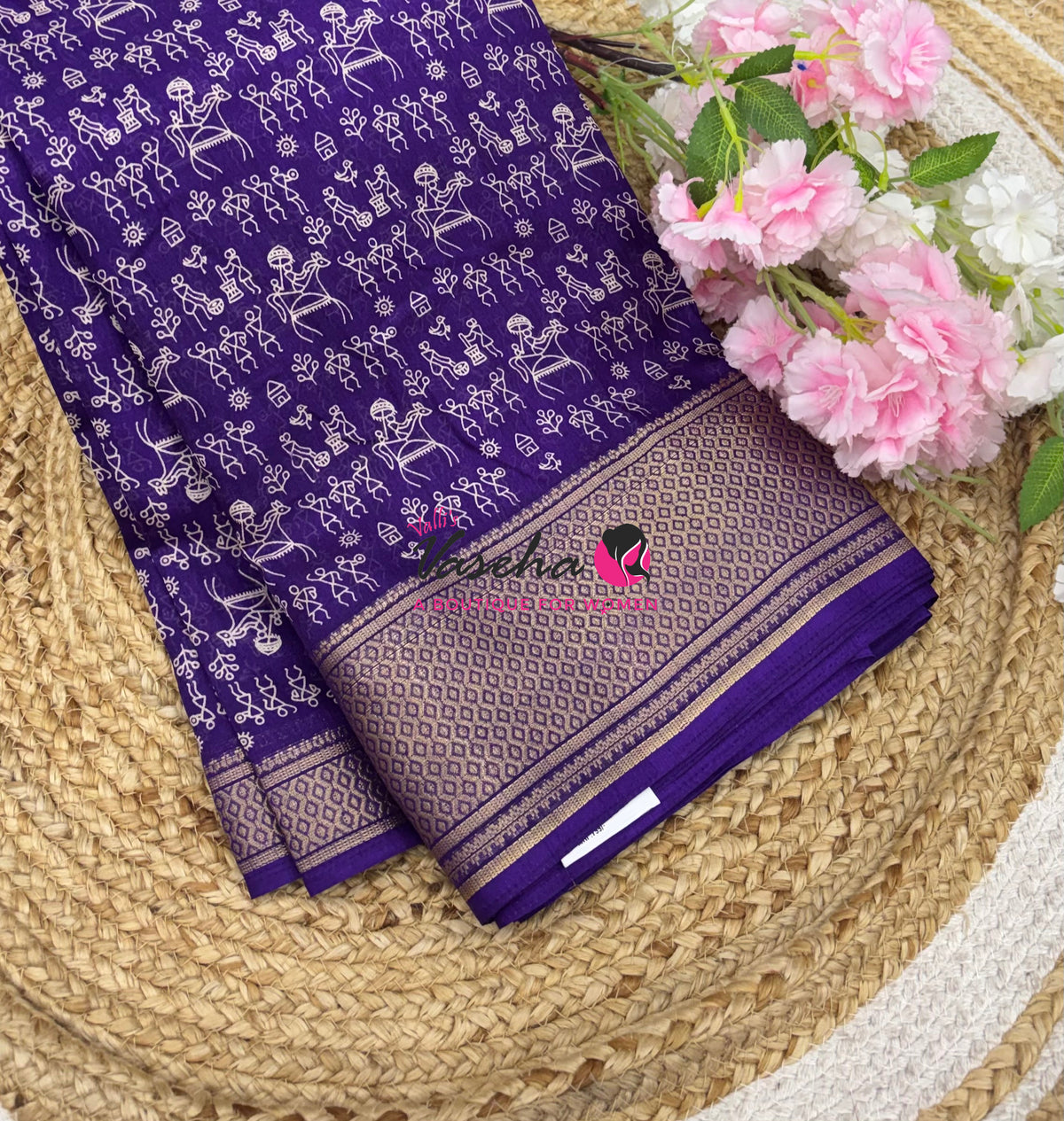 Semi Binny Silk - Varli Design - Purple Shade  - VVSBS010