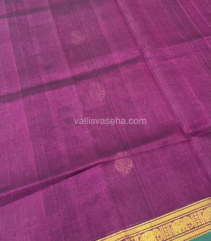 Pure Silk Cotton Saree - Retta Mayil Design - Purplish Wine Shade - VVRMS001