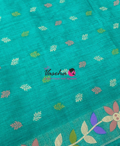 Banarasi - Heritage Meenakari Silk -   Turquoise Green Shade - VVBHS016