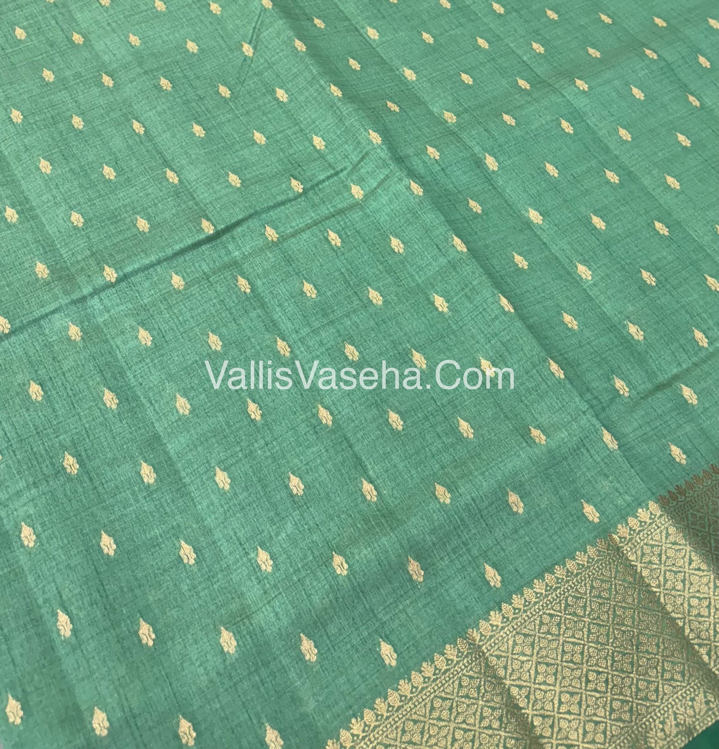 Semi Tussar Silk - Grand Pallu  -Pastel Green Shade - VVSTS022