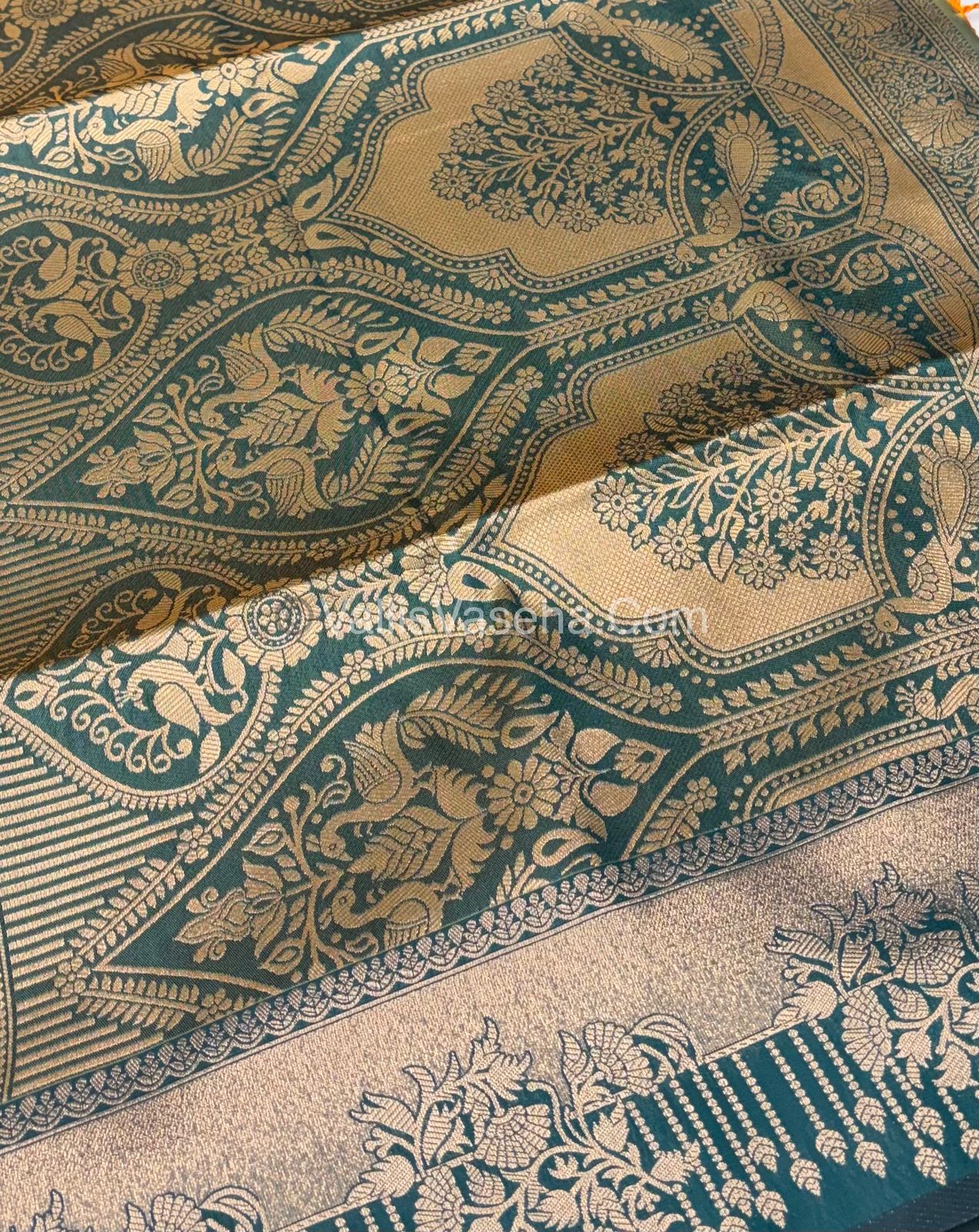 Semi Soft Silk -Olive Green With  Green Shade -VVSSS030 - 2