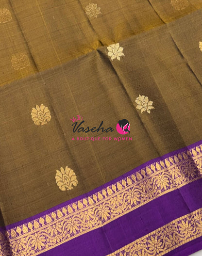Pure Soft Silk Saree  - Mehendi Green & Purple Combo - VVPSS152