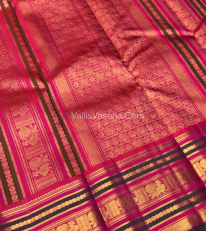 Pure Vintage Korvai Kanchipuram Silk Saree - Cream / Half White & Peachish Pink Combo - VVPS022