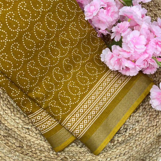Casual Wear - Fancy Mixed Muslin Cotton - Mustard Yellow Shade - VVFMC003