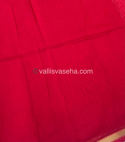 Pure Maheshwari Silk Cotton Saree - Double tone Red Color - VVMSC001