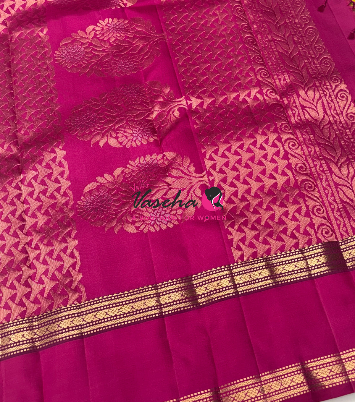 Pure Soft Silk Saree  - Yellow With Pink Combo - VVPSS149