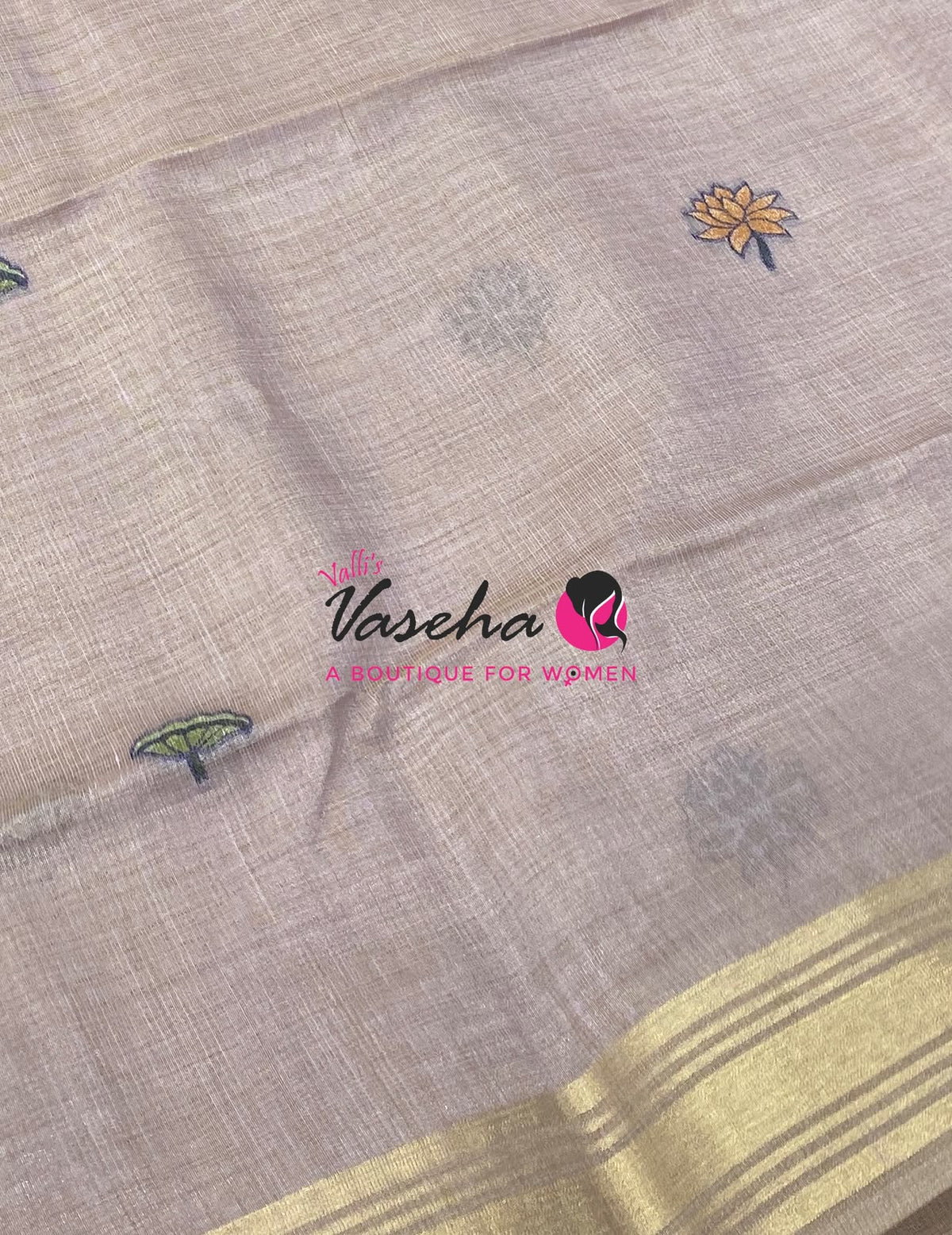 Muga Tissue Linen Saree - Lavender Shade - VVMLT003