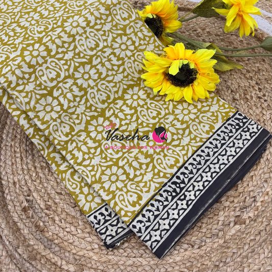 Pure Soft Mul Mul Cotton Sarees - Hand Block Prints - VVMMC009