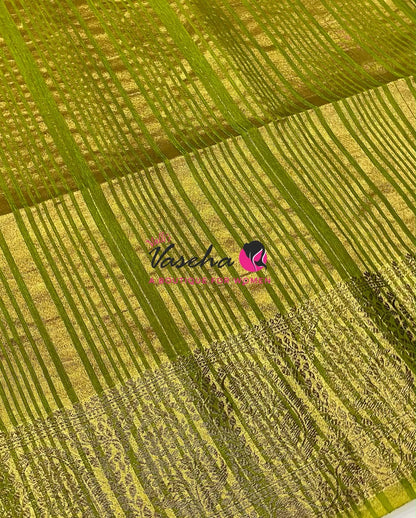 Semi Jute Silk Saree - Pink With Green Shade- VVSJS001