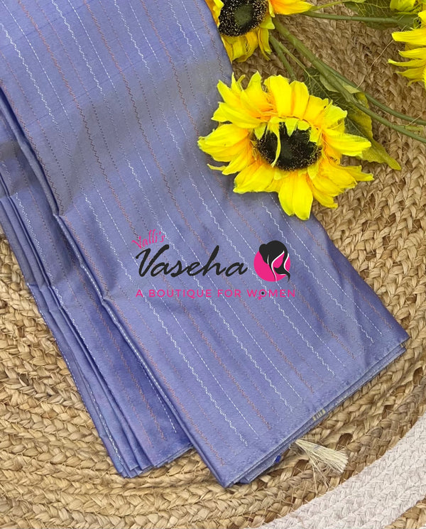 Semi Silk Saree - Zig Zag Vairavoosi Lines Style - VVSS003
