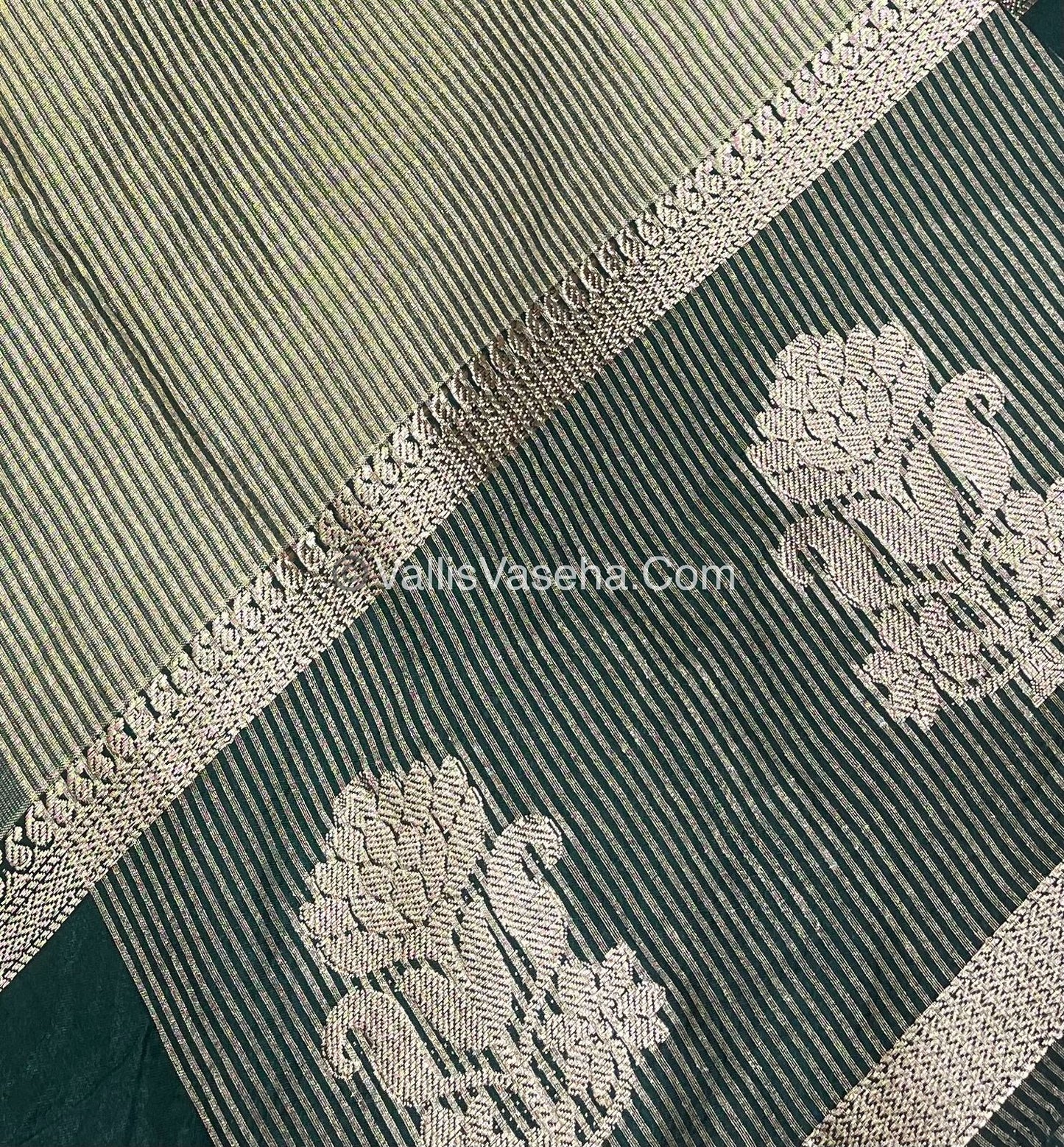 Semi Tissue Tussar Silk - Dark Green Shade - VVSTS043