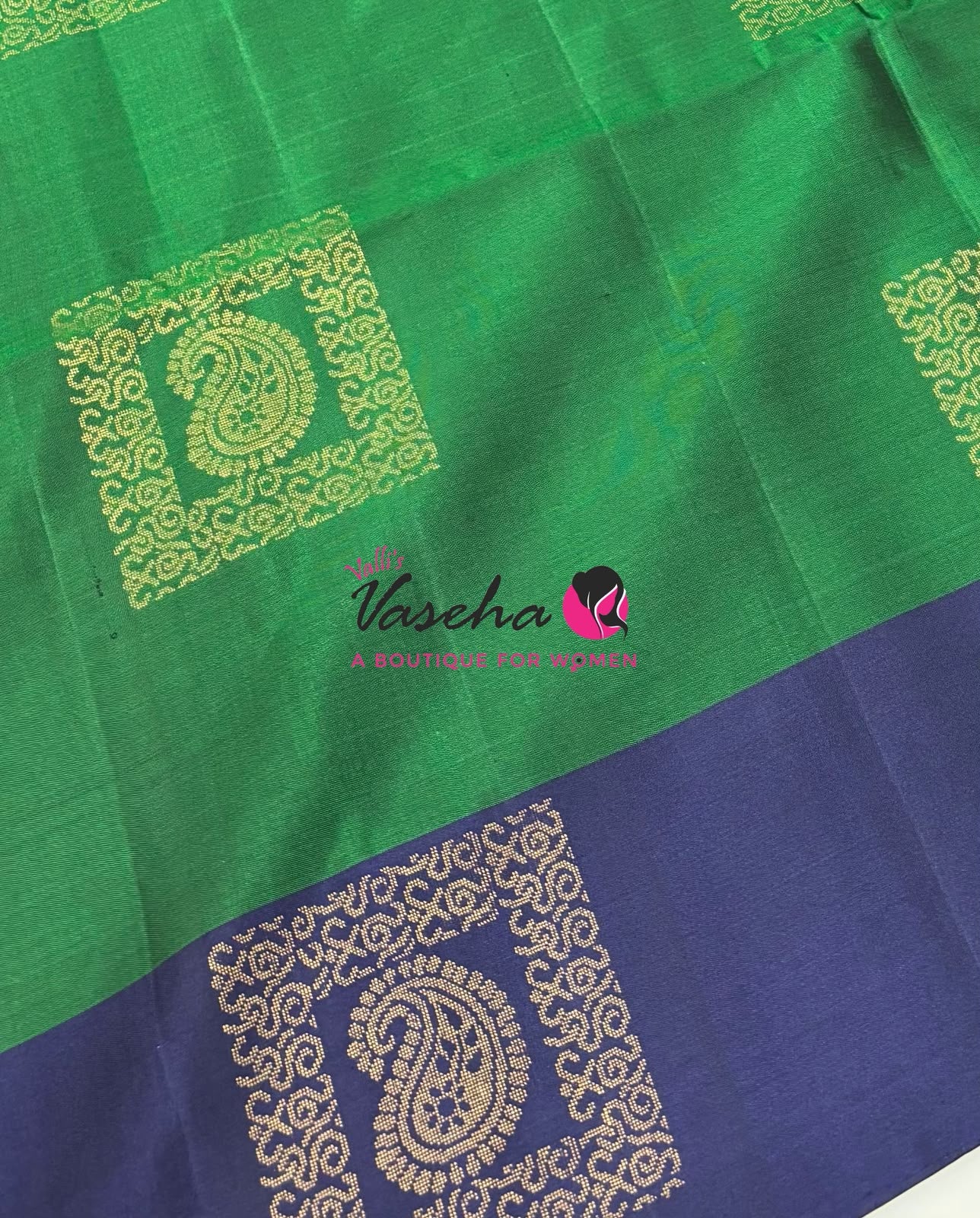 Pure Soft Silk Saree -  Green & Blue  - VVPSS091