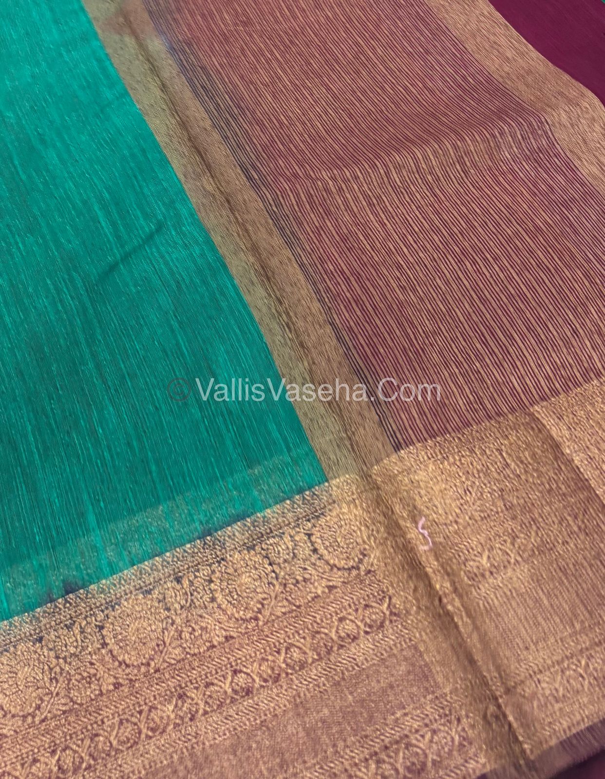 Bamboo Silk Saree -   Ramar green brown with Shade - VVBSS009