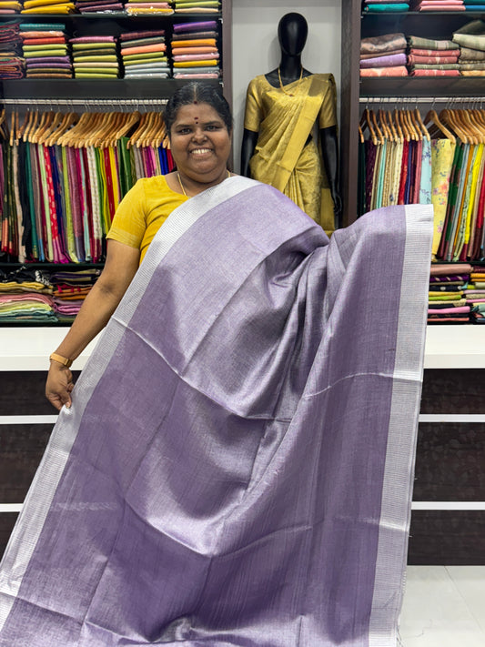 Tissue Linen Saree - Lavendar  Shade - VVTLS001