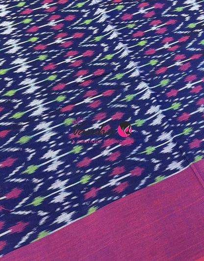 Ikkat Mercerised Cotton Saree - Single Ikkat - VVIKS001