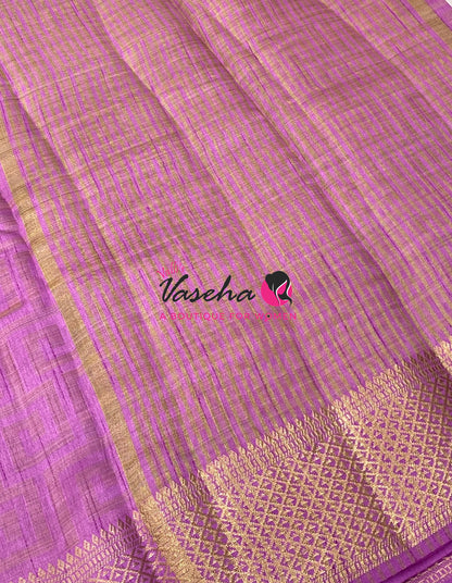 Semi Tussar Silk Saree |  Lilac /  Lavendar Shade |VVSTS058