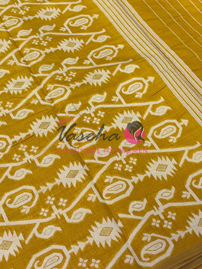 Semi Gicha Tussar Silk - Yellow Shade - VVGTS002