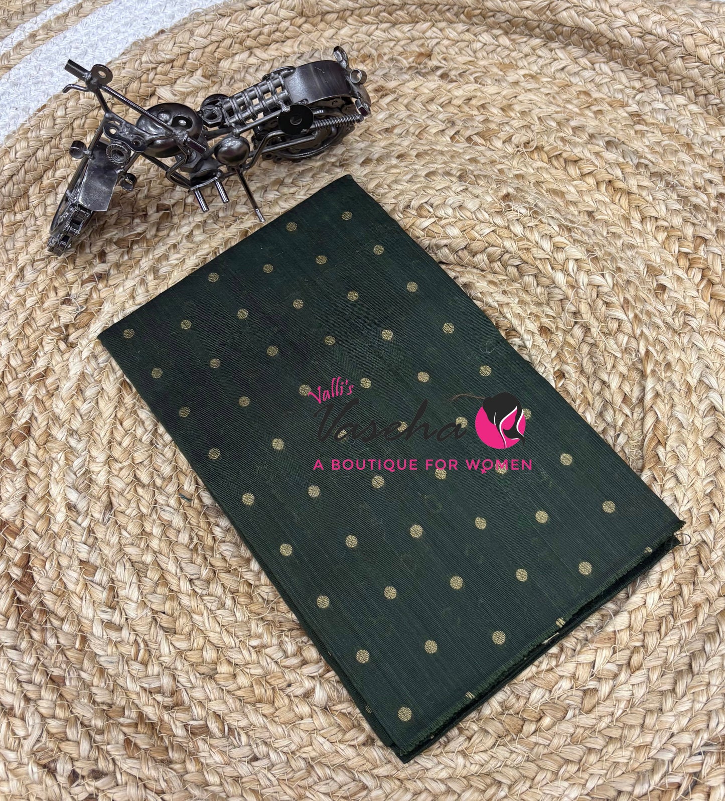 Blouse Bit - Pack Of 10pcs - Assorted-  Semi Raw Silk - Coin Gold Zari Butta - 1 mtr - VVBB002