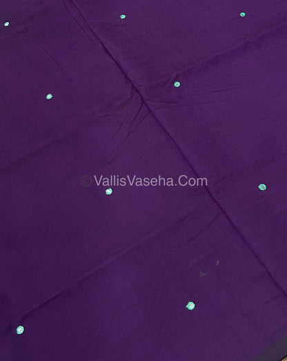 South Mixed Cotton - Mirror Work Embroidery - Violet with Green- VVPCM002