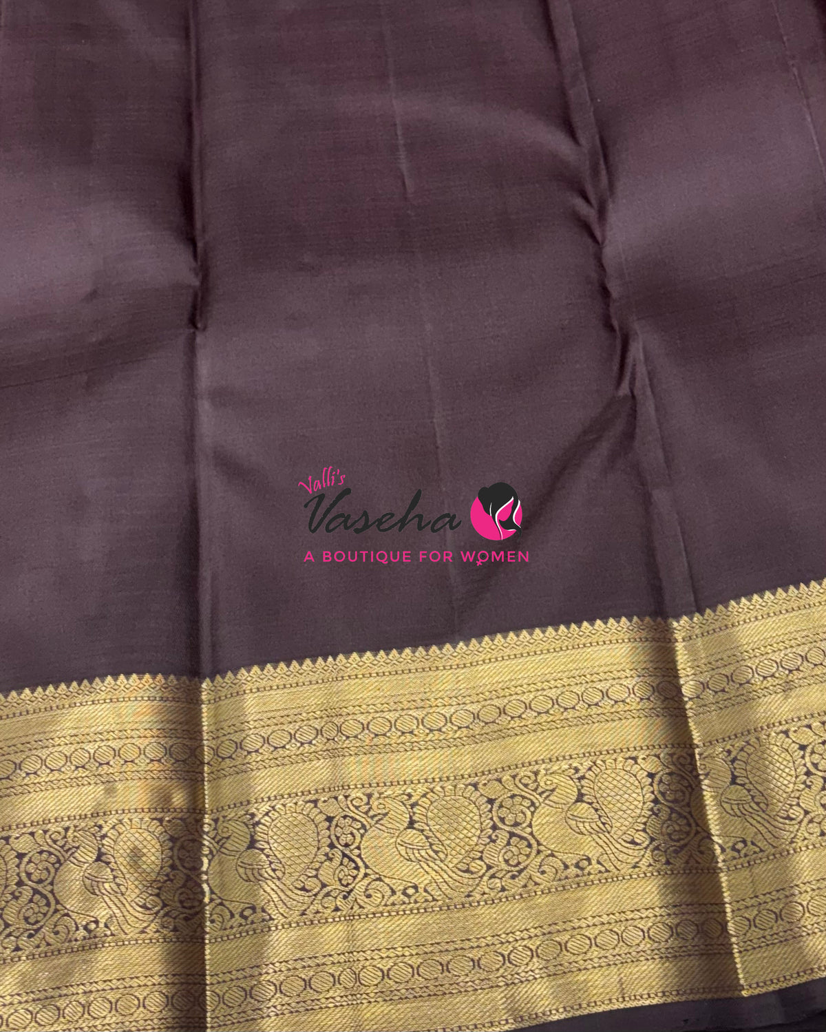 Pure Kanchipuram Silk Saree - Maroon With Brown - VVPS094