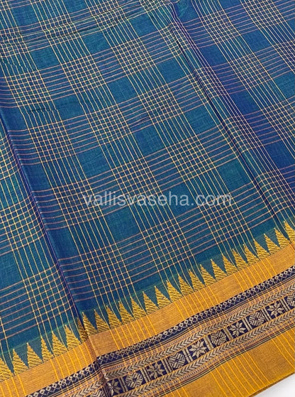 Narayanapet Mercerised Cotton Saree - All Over Checks Pattern-VVNMC001
