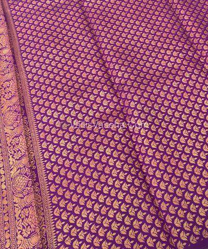 Kanchi Semi Silk - Peach with Purple VVKSS001