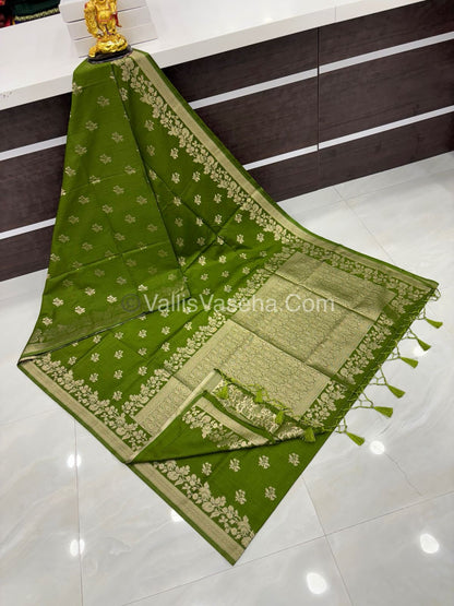 Banarasi - Heritage Silk - Semi Kathan Silk - Dark Green Shade - VVBHS008