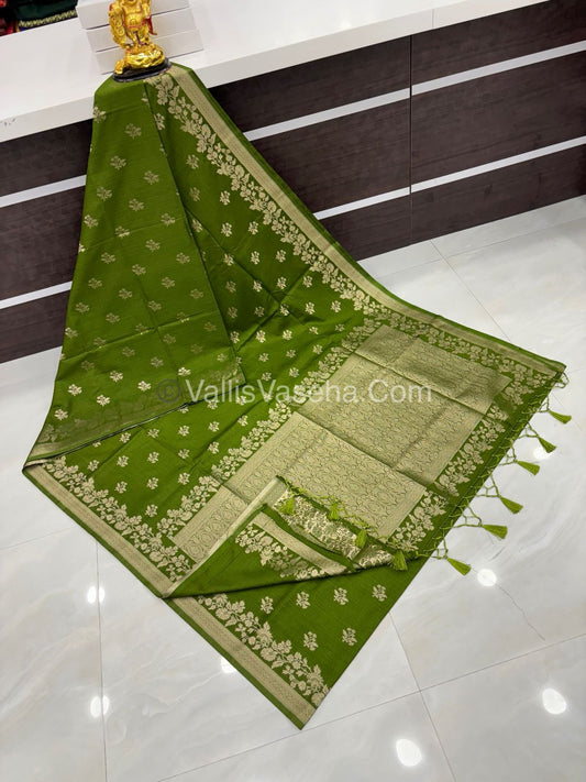 Banarasi - Heritage Silk - Semi Kathan Silk - Dark Green Shade - VVBHS008