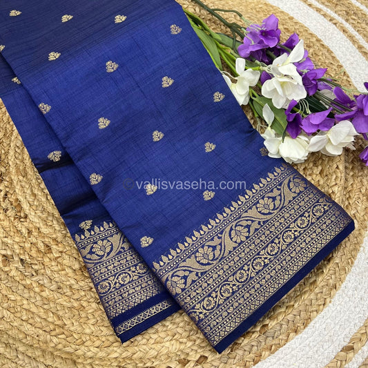 Semi Tussar Silk Saree - Navy Blue Shade - VVSTS008