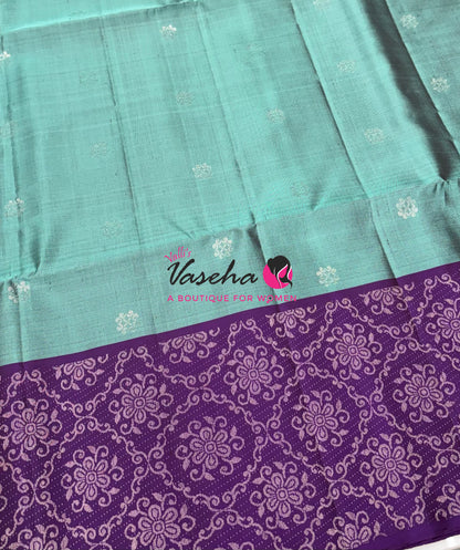 Pure Soft Silk Saree - Blue & Purple - VVPSS126
